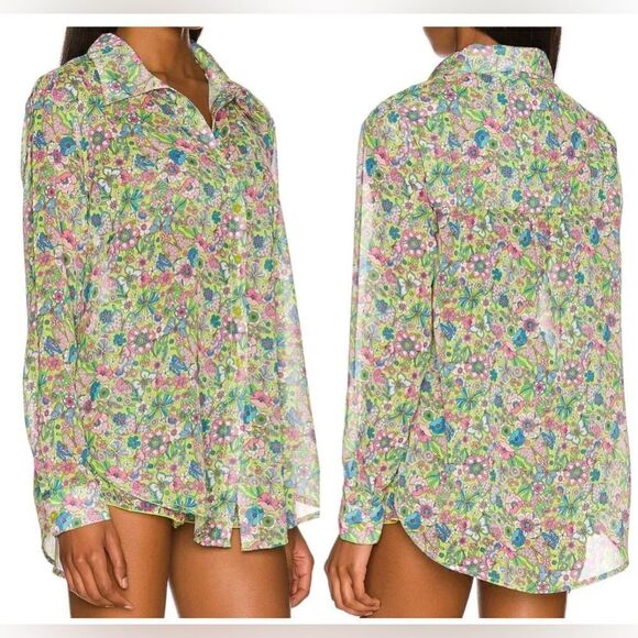 Lovers and Friends Groovy Delight Shirt in Multi green Vacay - Picture 1 of 6